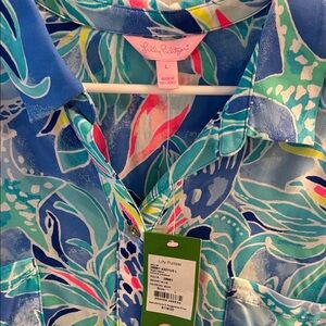 Lilly Pulitzer Colorful Floral Button-Up Shirt / coverup NEW WITH TAGS